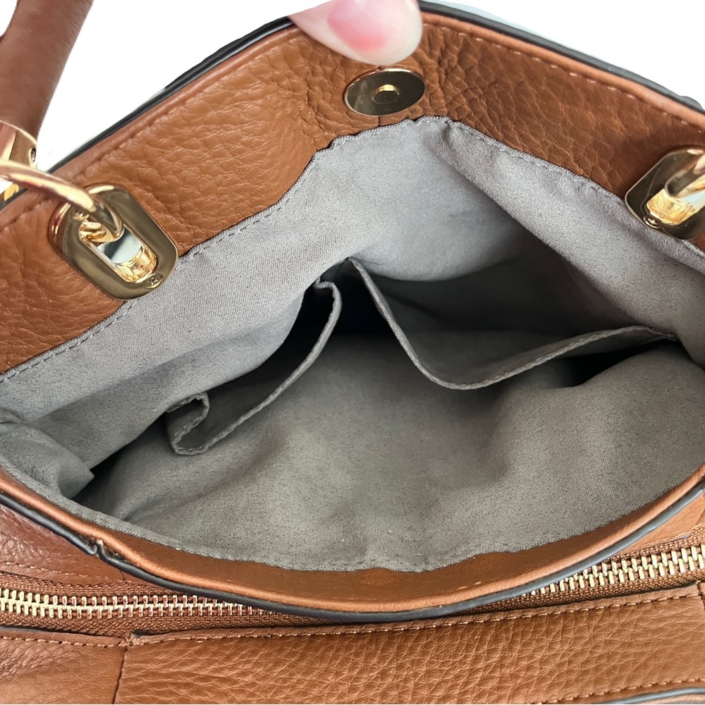Vince Camuto Brown Leather ‘Elva’ Tassel Satchel in “Dark Rum” - Picture 7 of 10